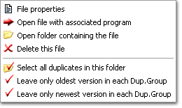 File properties, 
Open file with associated program