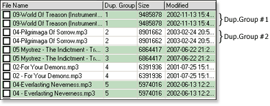 List of 
Duplicates